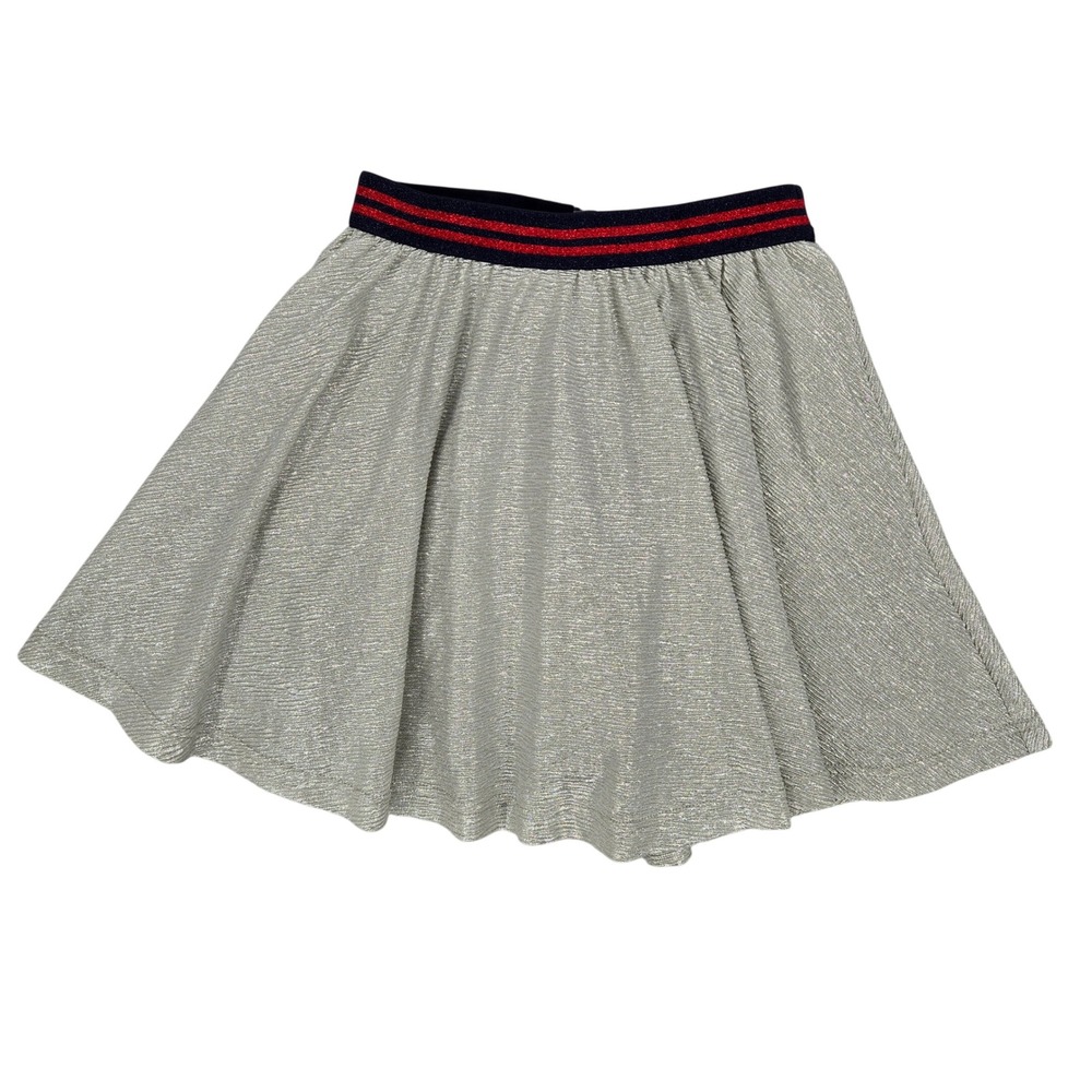 Boden 9-10Y Metallic Silver‎ Flared Skirt Girls Party Preppy Aesthetic